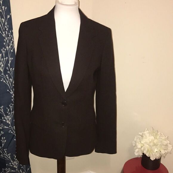 MaxMara Dark Brown Two Button Wool Blazer Jacket